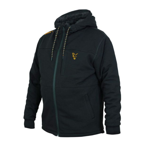 Fox Collection Sherpa Hoodie Black Orange