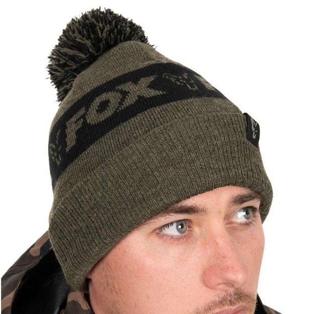 Fox Collection Bobble Kapa Green Black zimska kapa